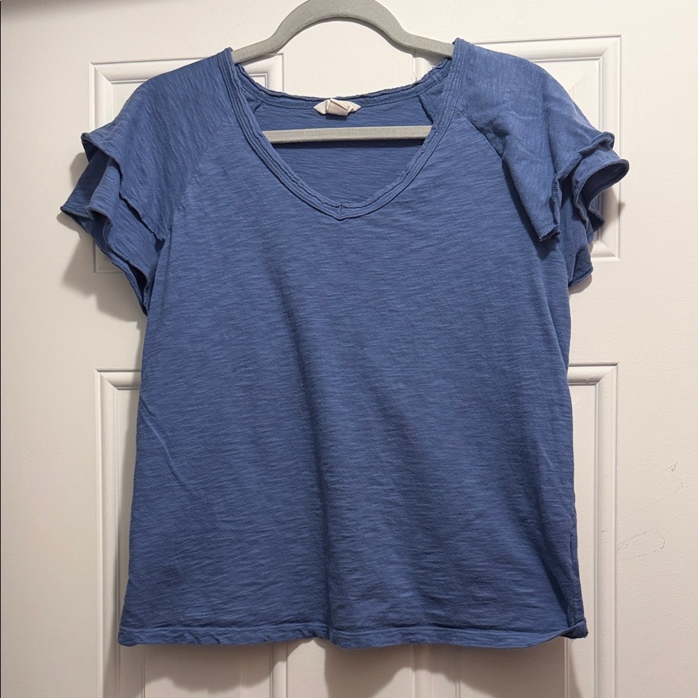 Caslon Casual V-Neck Women's Top in Blue NWOT